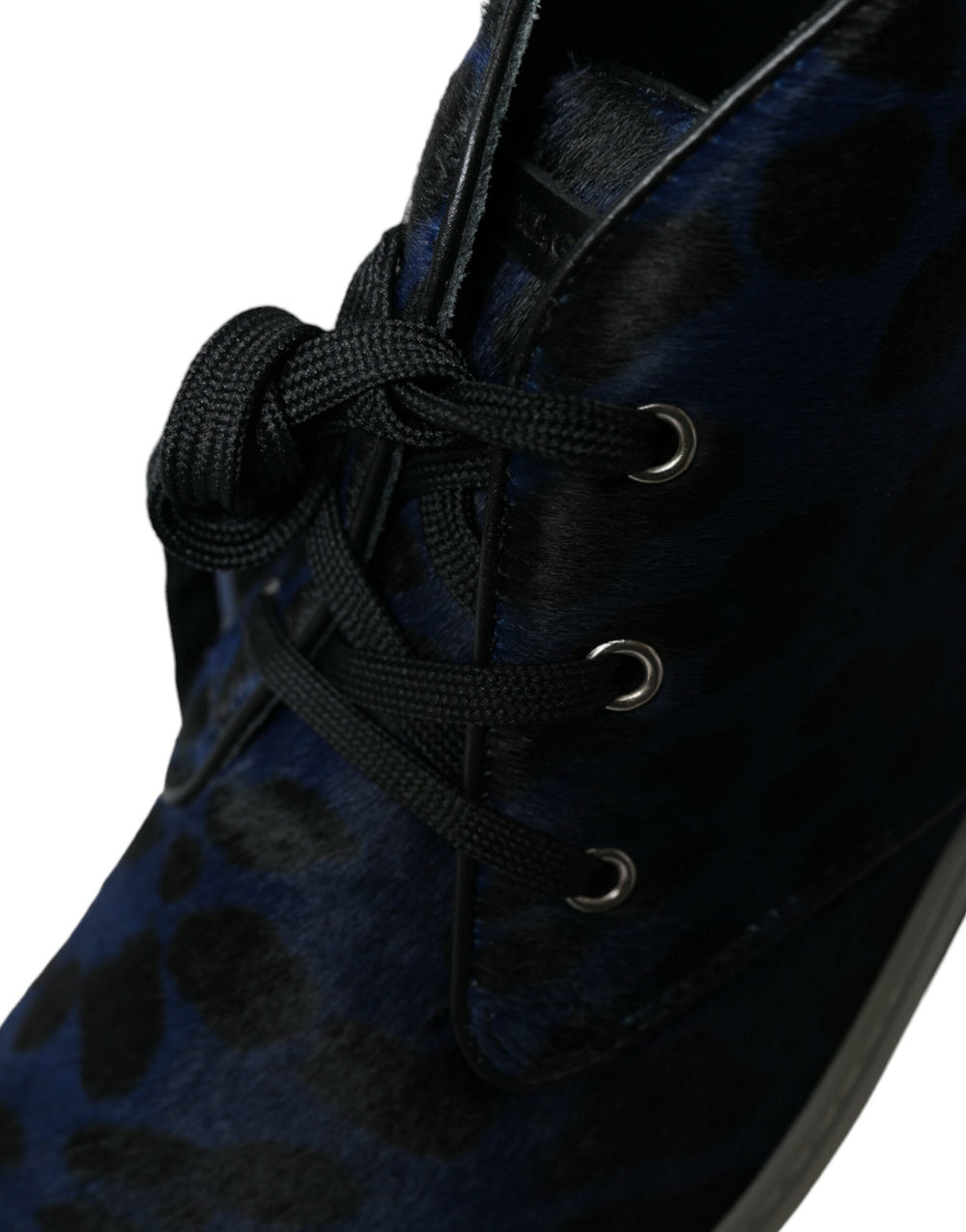 Dolce & Gabbana Calf Hair Leather Sneakers in Blue Leopard