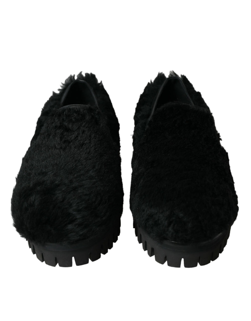 Black Fur Leather Slippers Dress Shoes mens luxury fashion - Mens Edit