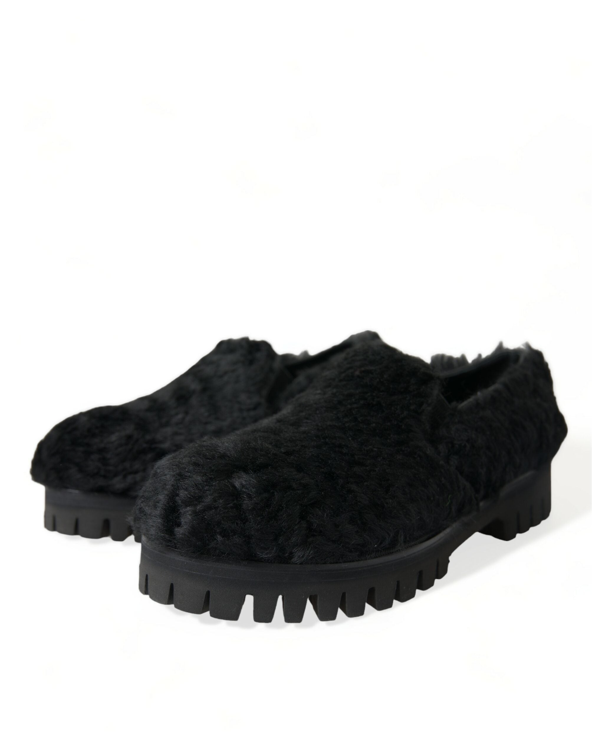 Dolce & Gabbana Loafers από αρνί και δέρμα μοσχαριού σε Μαύρο