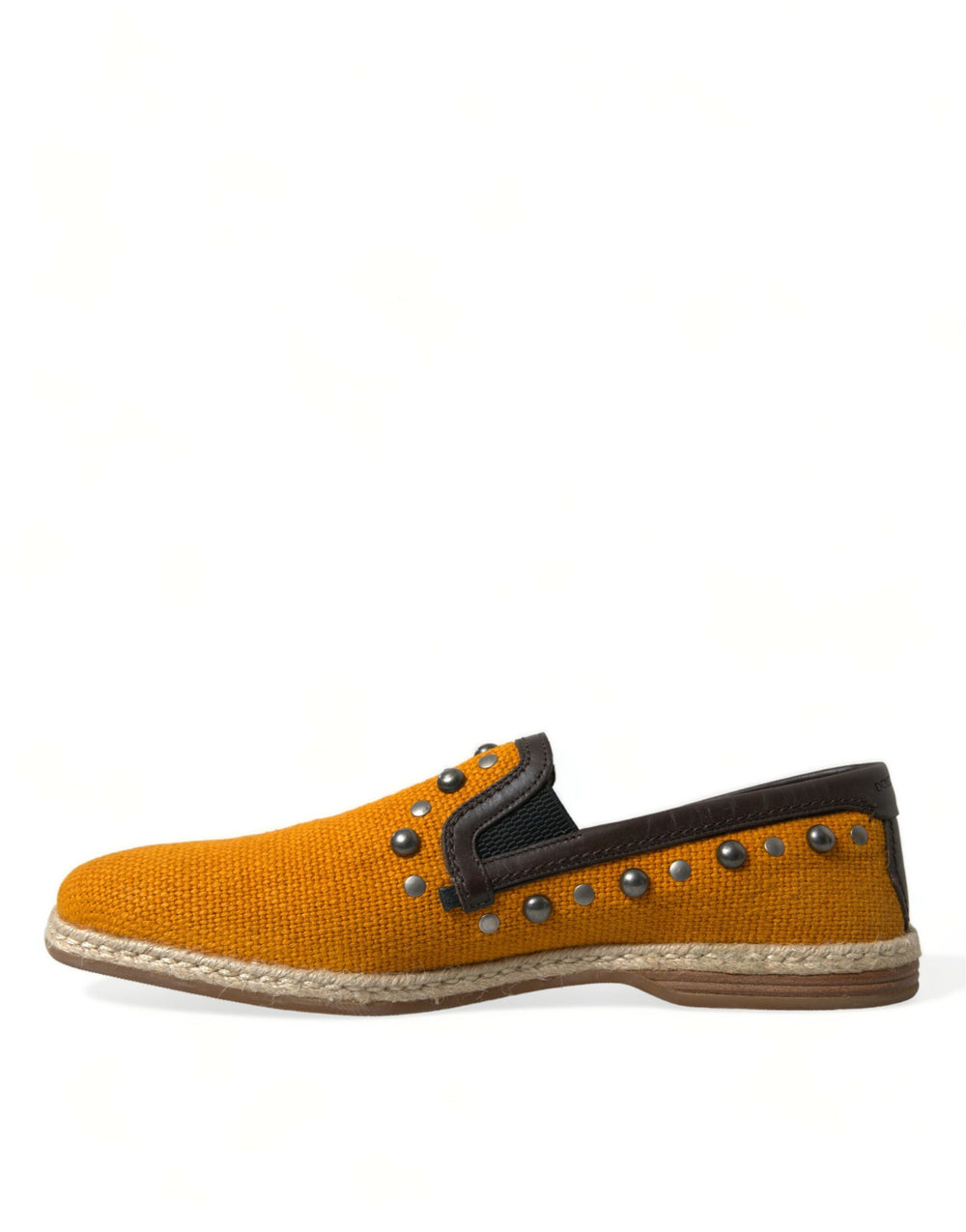 Dolce & Gabbana Linen and Leather Studded Loafers in Orange
