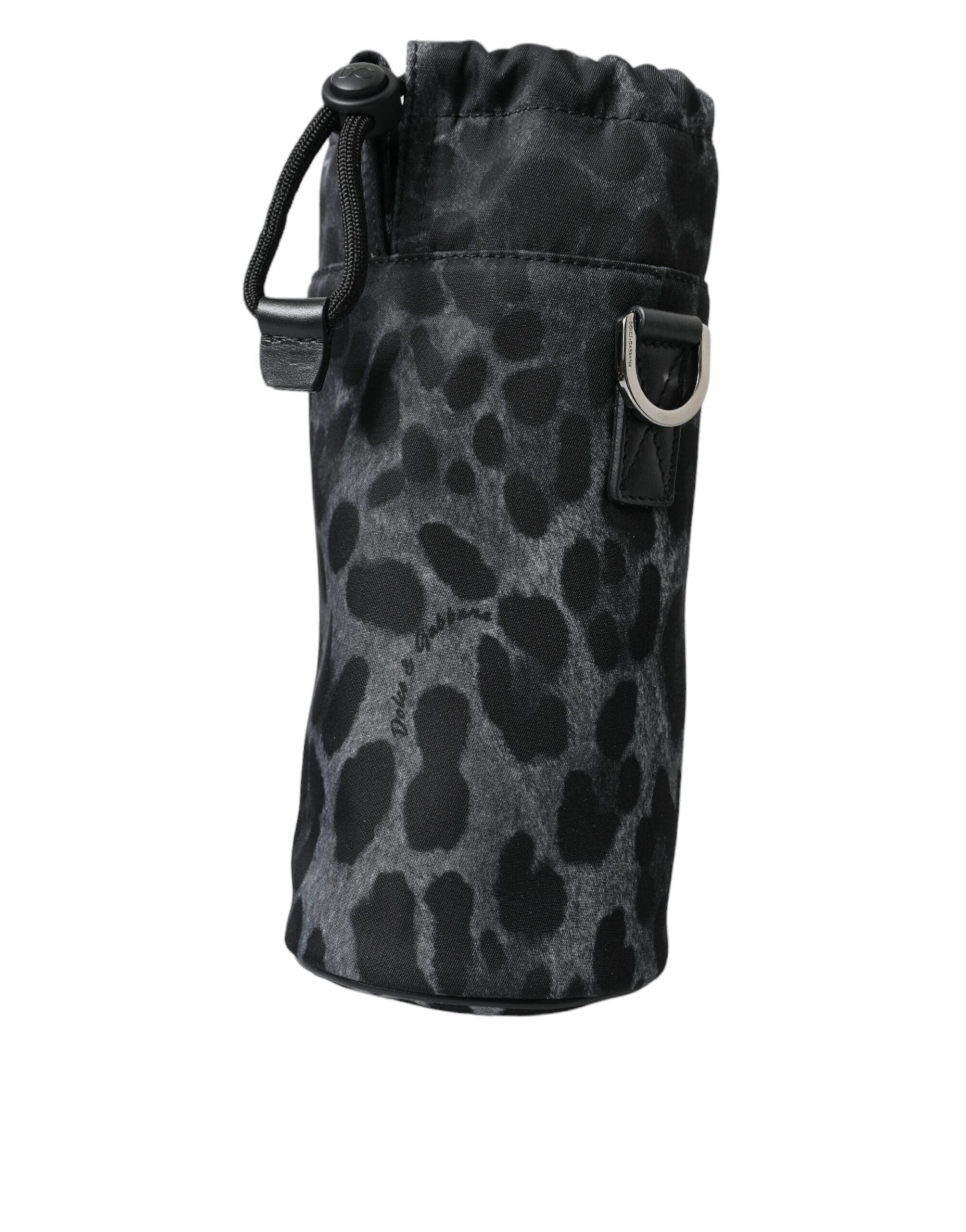 Black Leopard Round Slim Tote Bottle Cage Bag mens luxury fashion - Mens Edit