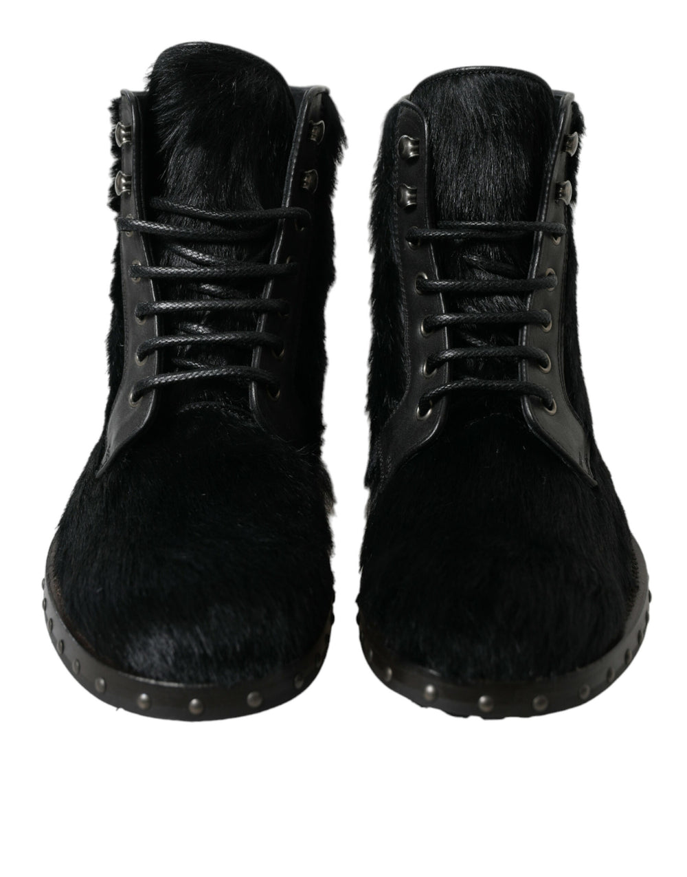 Black Pony Style Leather Mid Calf Boots Shoes mens luxury fashion - Mens Edit