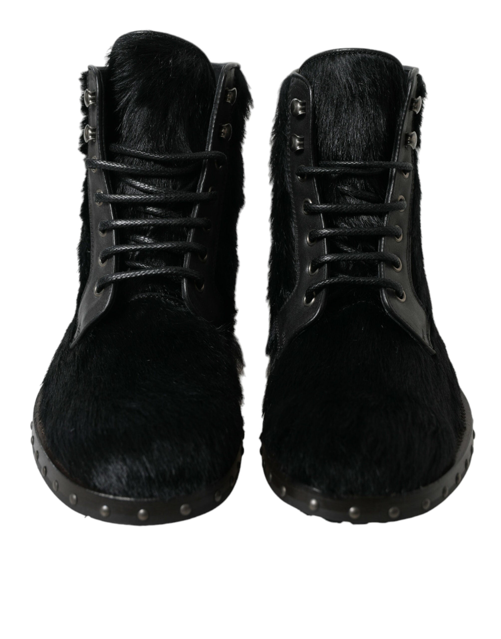 Black Pony Style Leather Mid Calf Boots Shoes mens luxury fashion - Mens Edit