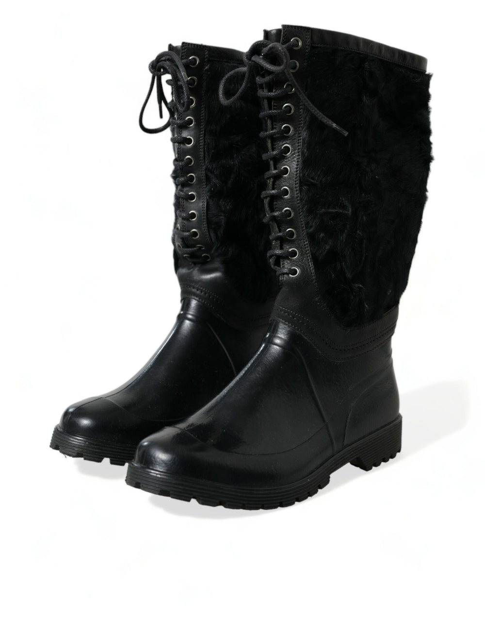 Dolce & Gabbana Shearling Mid-Calf Boots in Black