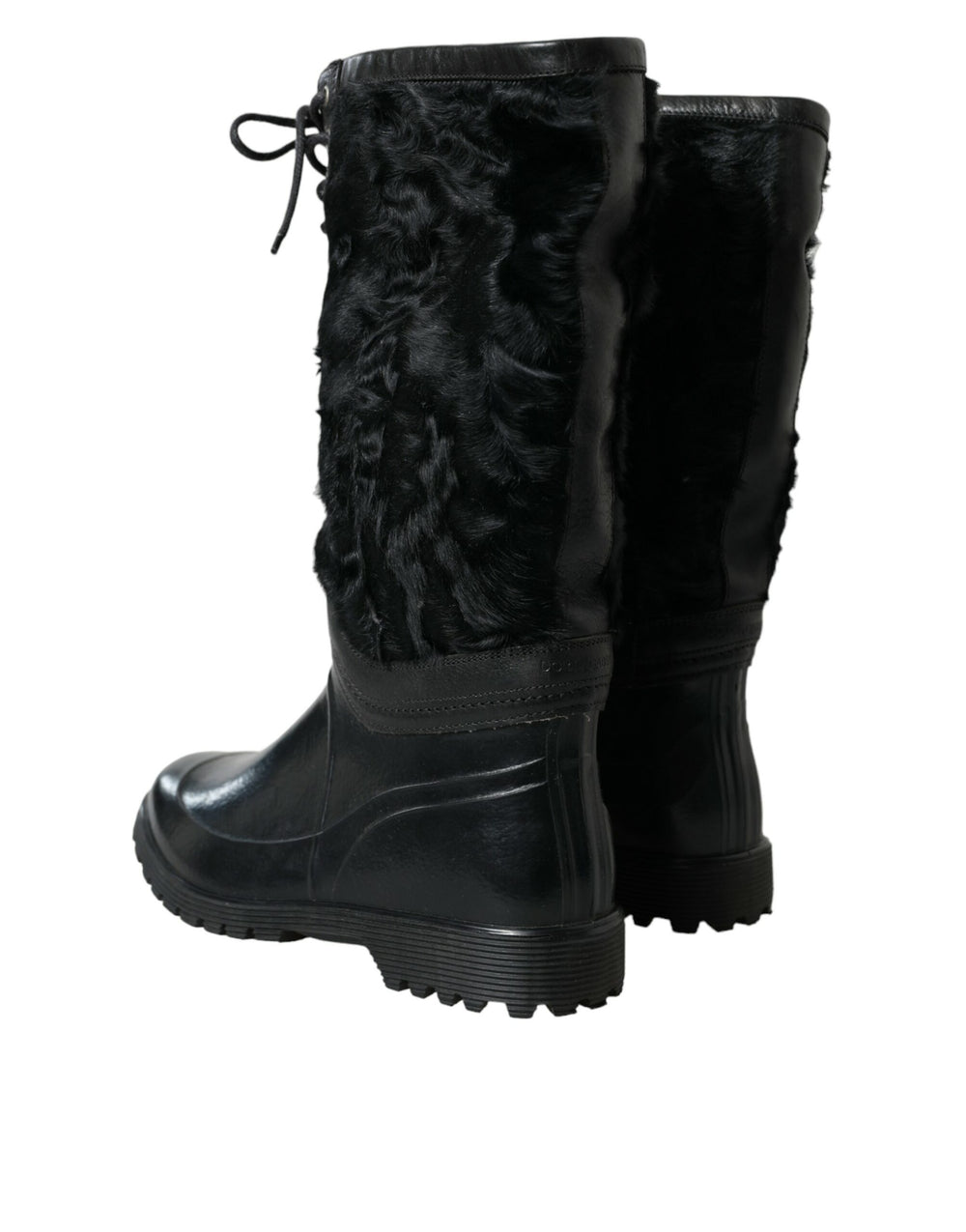 Dolce & Gabbana Shearling Mid-Calf Boots in Black