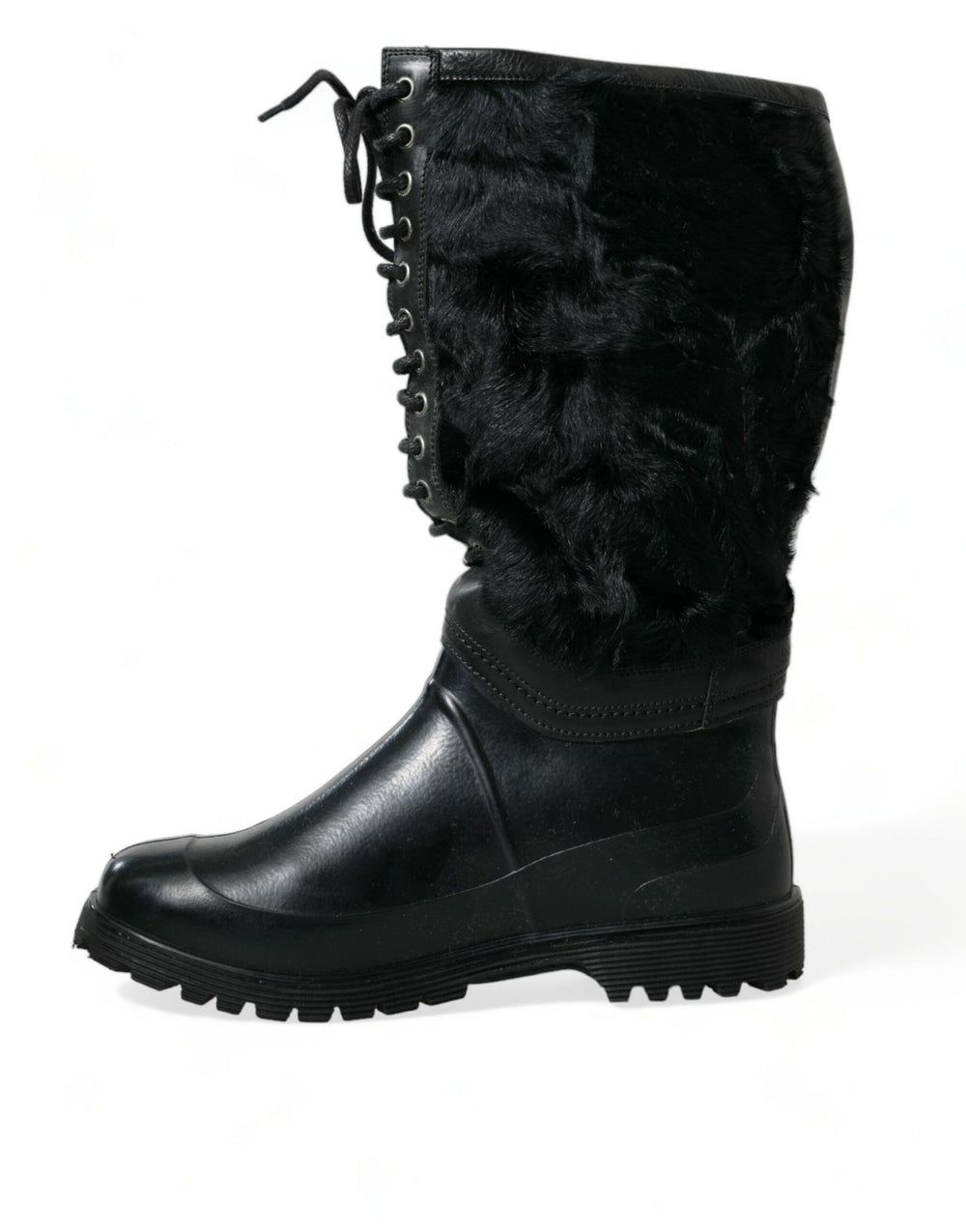 Dolce & Gabbana Shearling Mid-Calf Boots in Black