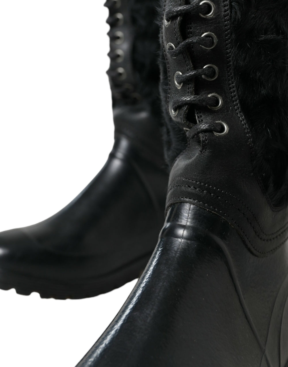 Dolce & Gabbana Shearling Mid-Calf Boots in Black