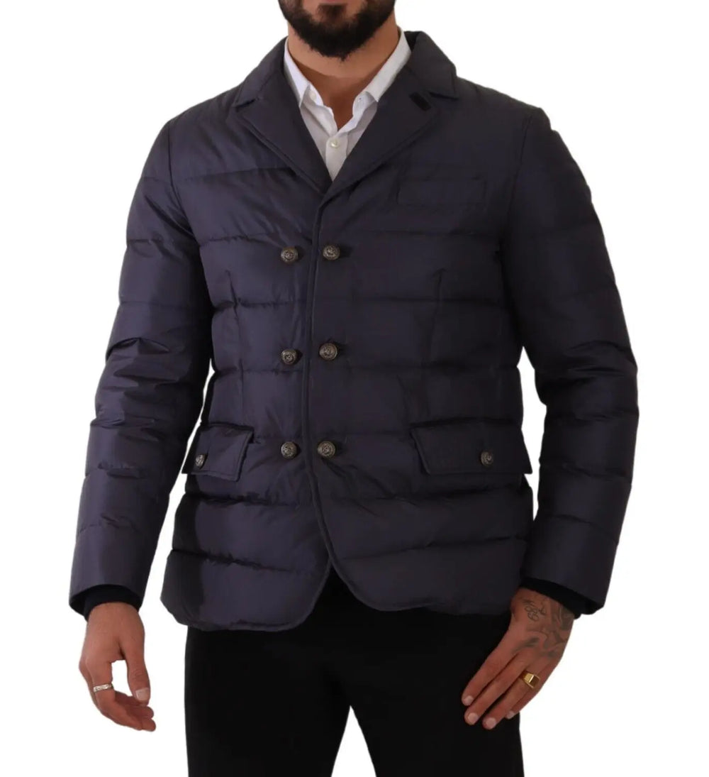 Blue Silk Goat Coat Blouson Winter Jacket mens luxury fashion - Mens Edit
