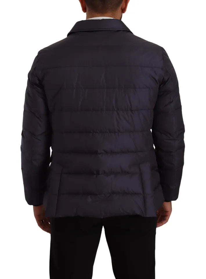 Dolce & Gabbana Silk and Goatskin Down Blouson in Dark Blue