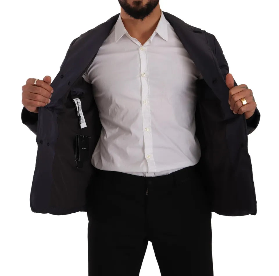 Dolce & Gabbana Silk and Goatskin Down Blouson in Dark Blue