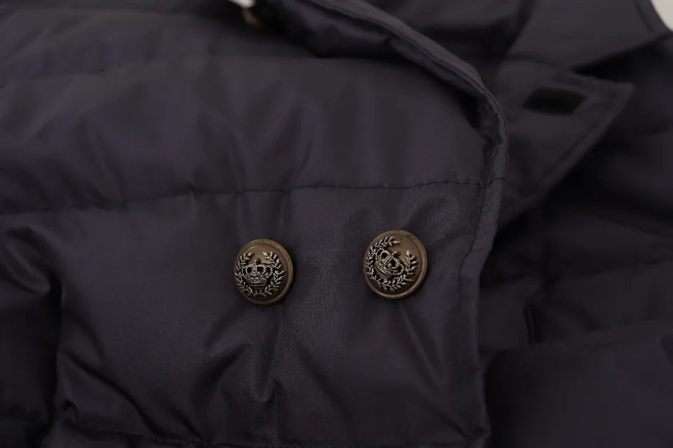 Dolce & Gabbana Silk and Goatskin Down Blouson in Dark Blue