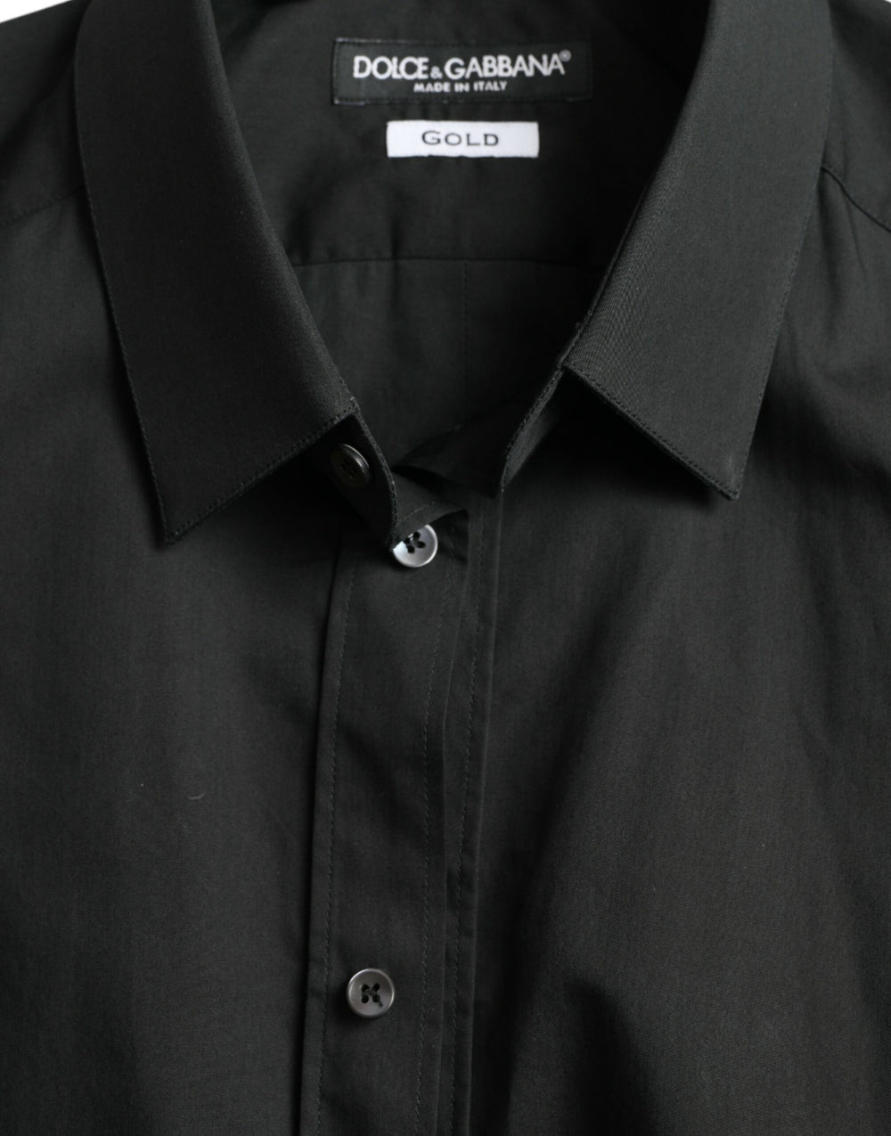 Dolce & Gabbana Cotton-Silk GOLD Dress Shirt in Black