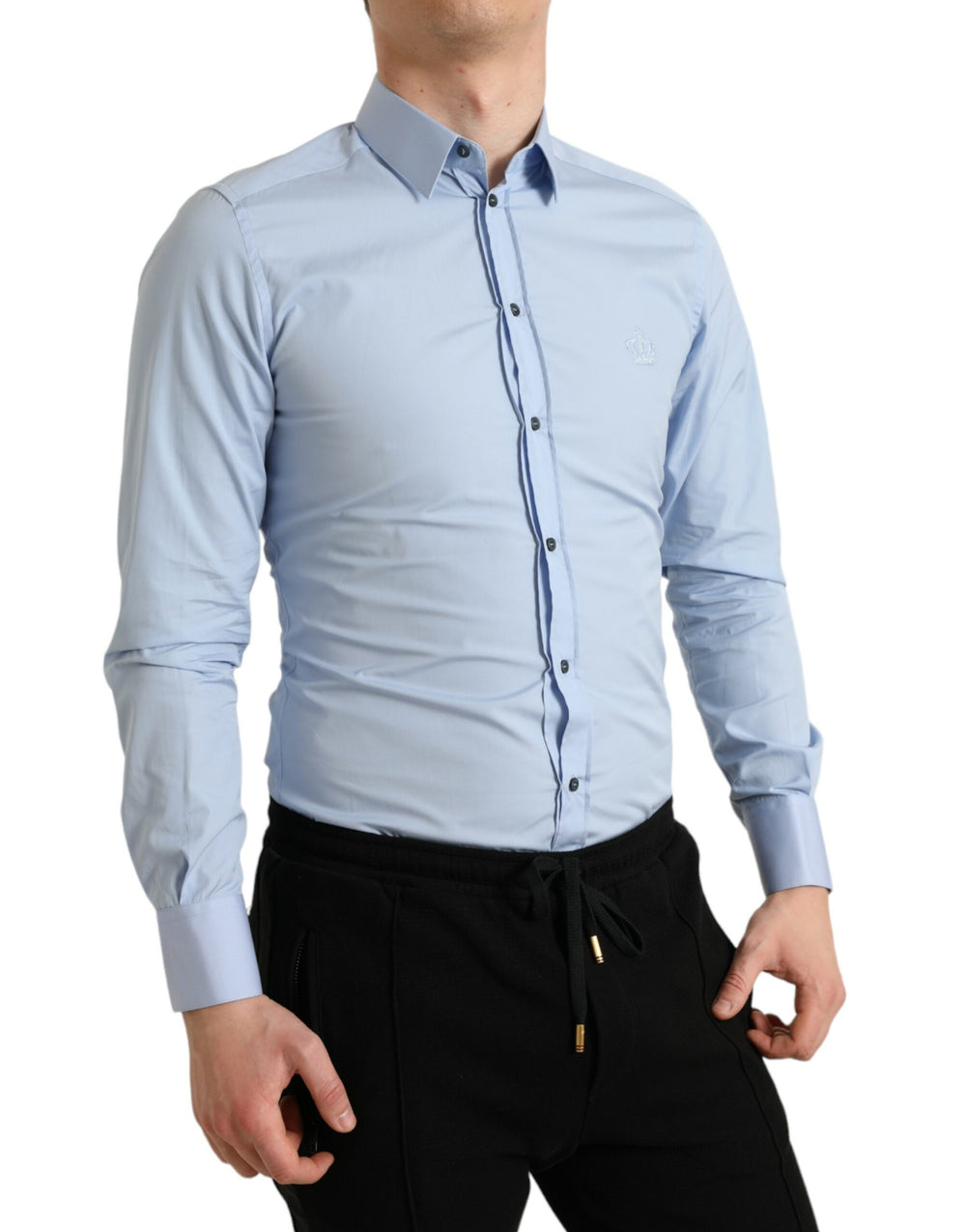 Dolce & Gabbana Cotton Poplin Dress Shirt in Sky Blue