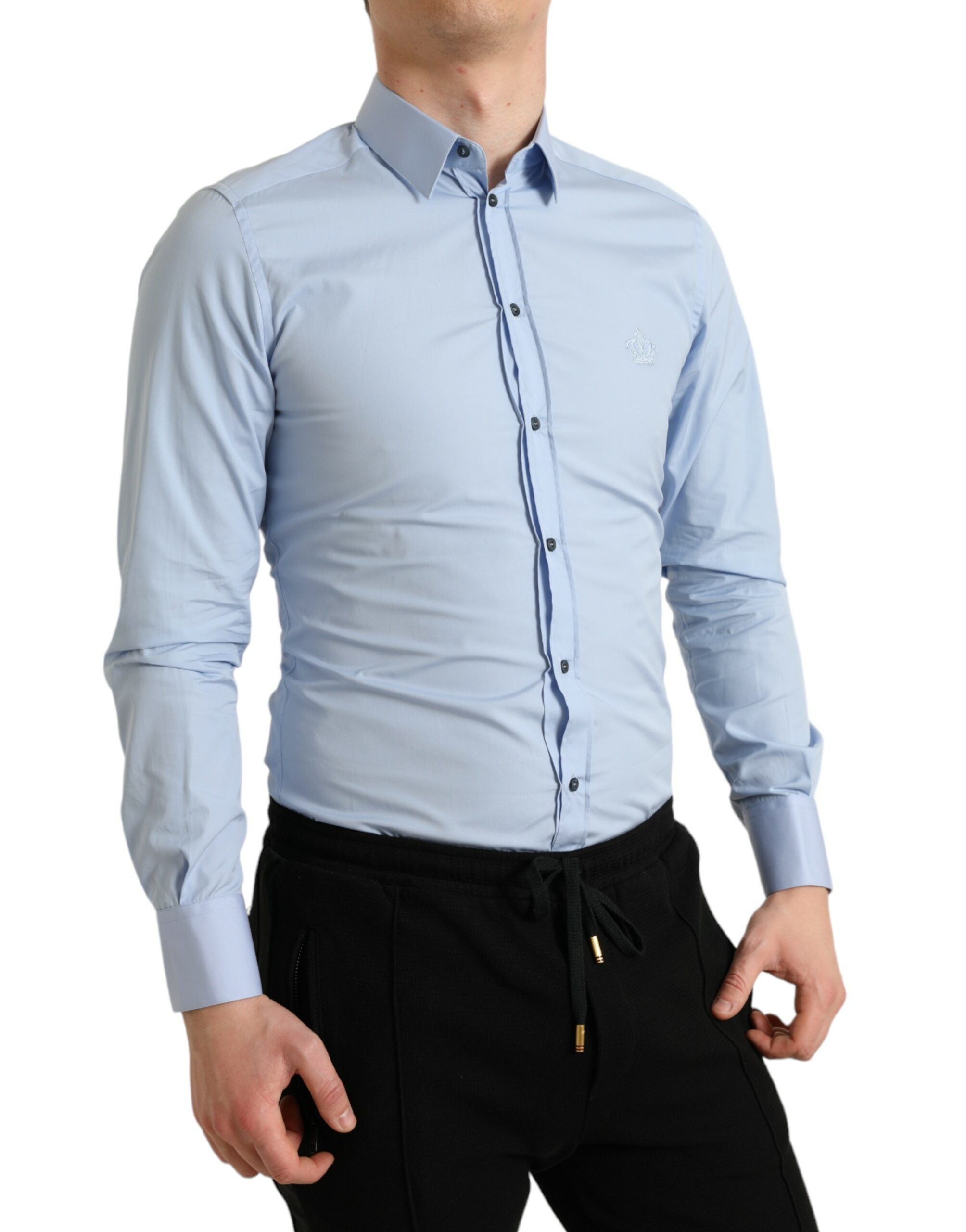 Dolce & Gabbana Βαμβακερό Πουκάμισο από Poplin σε Γαλάζιο