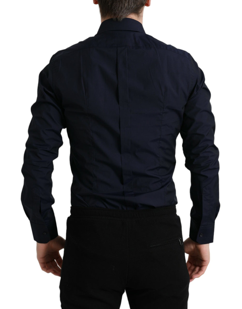 Dolce & Gabbana Slim Fit Cotton Dress Shirt in Navy Blue