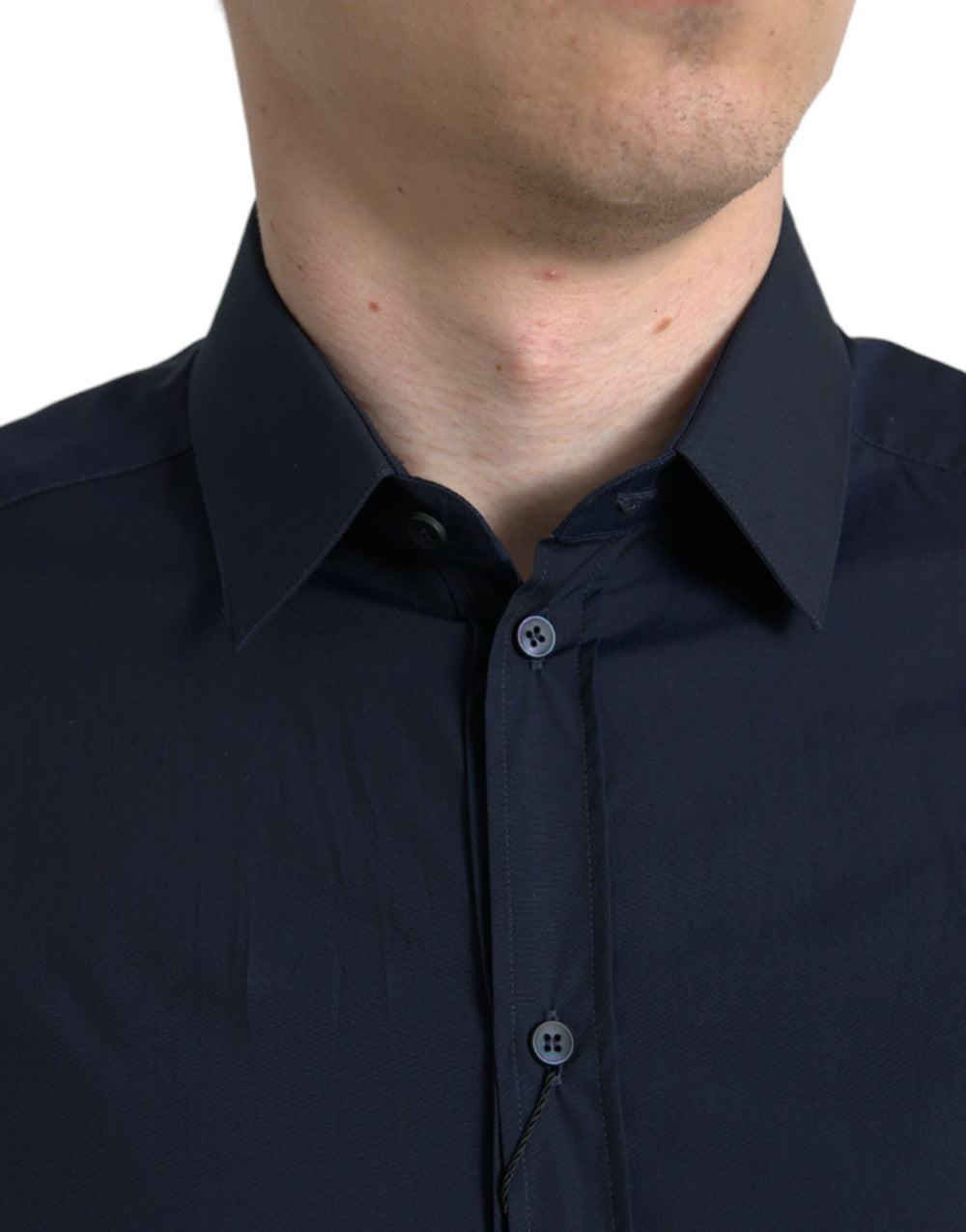 Dolce & Gabbana Slim Fit Cotton Dress Shirt in Navy Blue