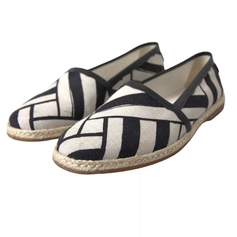 Dolce & Gabbana Linen Espadrilles in Black and White