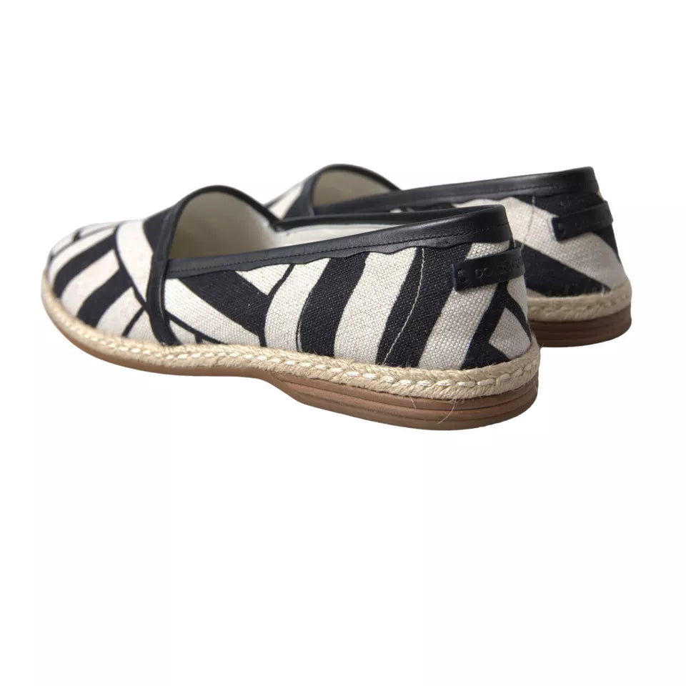 Dolce & Gabbana Linen Espadrilles in Black and White