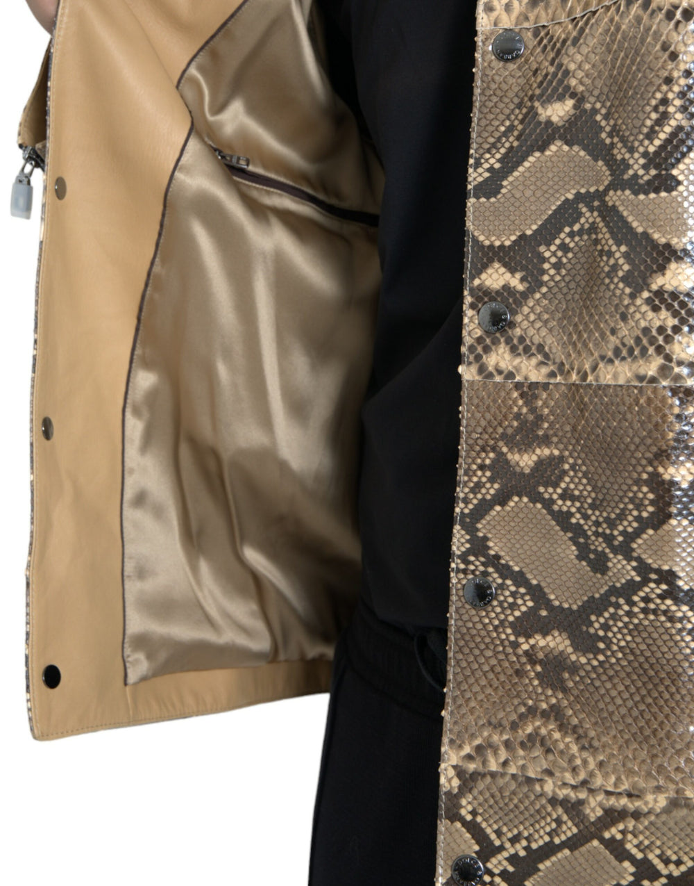 Dolce & Gabbana Python Leather Biker Jacket in Beige