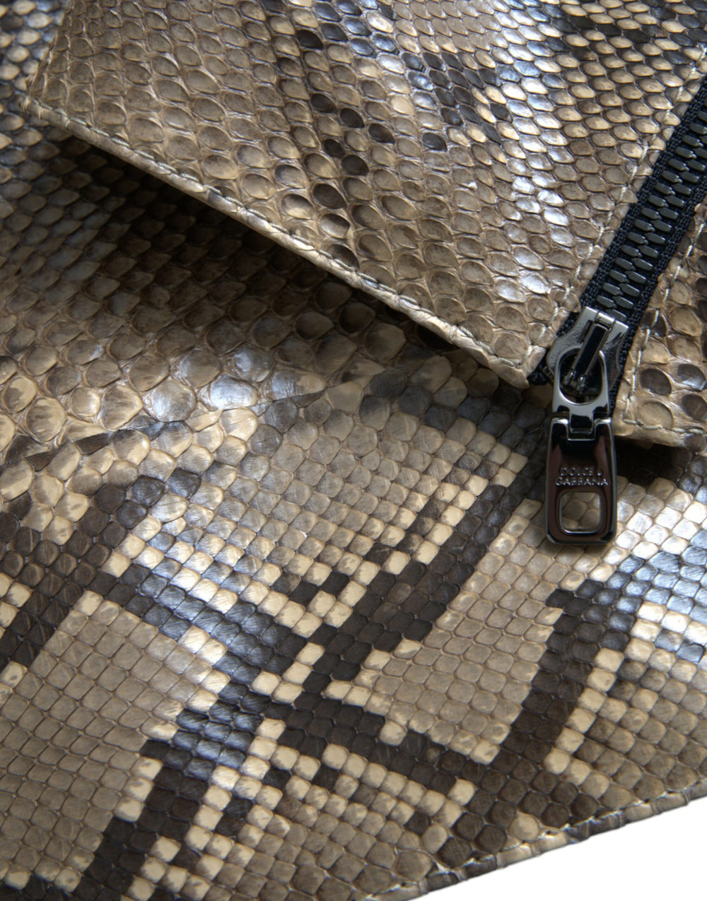 Dolce & Gabbana Python Leather Biker Jacket in Beige