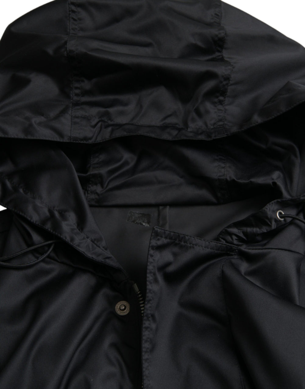 Dolce & Gabbana Hooded Long Windbreaker Jacket in Black
