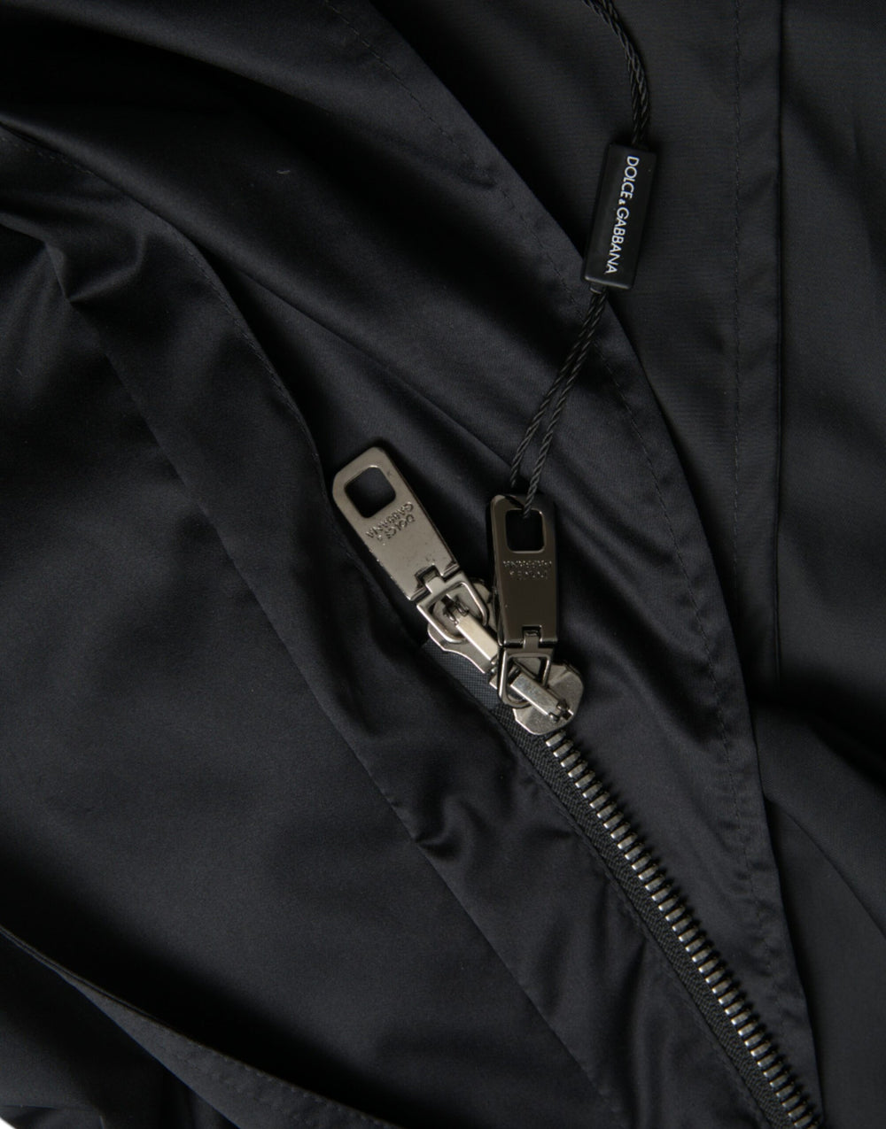 Dolce & Gabbana Hooded Long Windbreaker Jacket in Black