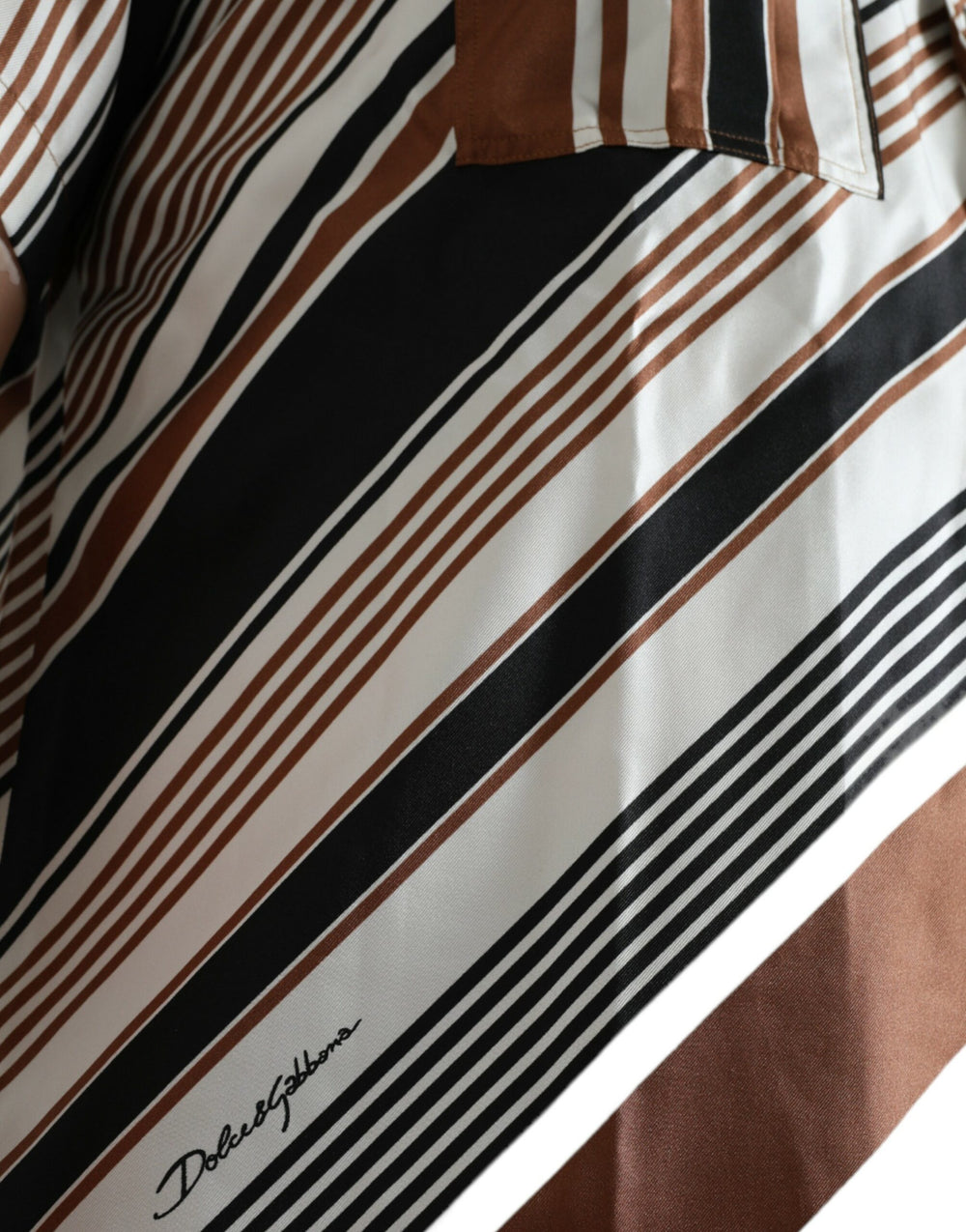 Dolce & Gabbana 100% Silk Short Sleeve Shirt in Multicolor Stripe