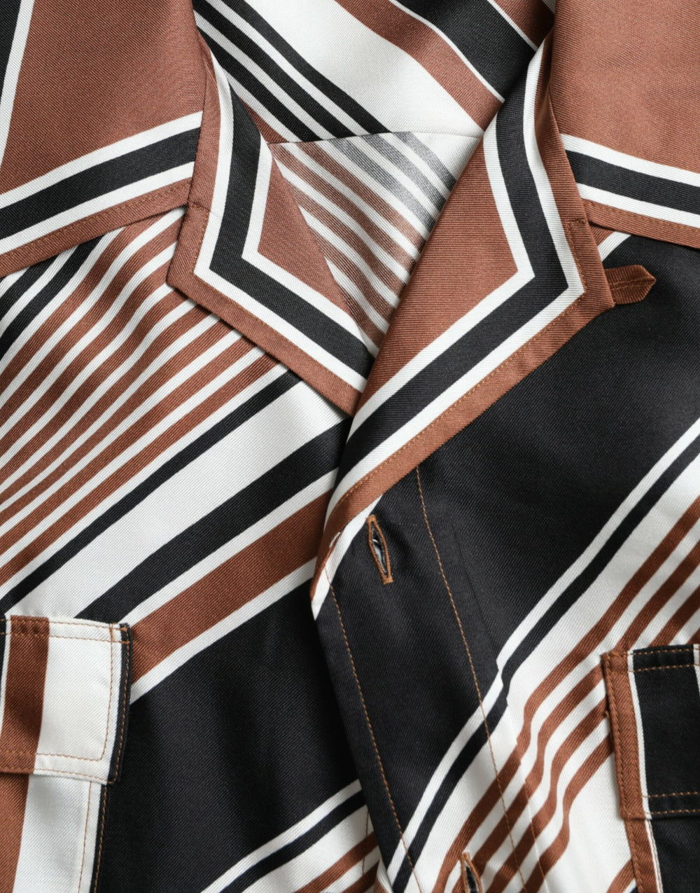 Dolce & Gabbana 100% Silk Short Sleeve Shirt in Multicolor Stripe