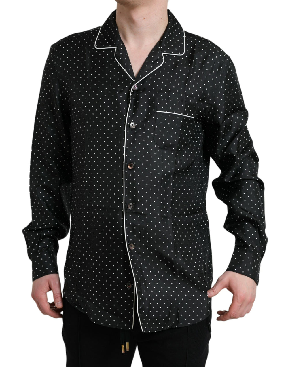 Dolce & Gabbana 100% Silk Long Sleeve Shirt in Black