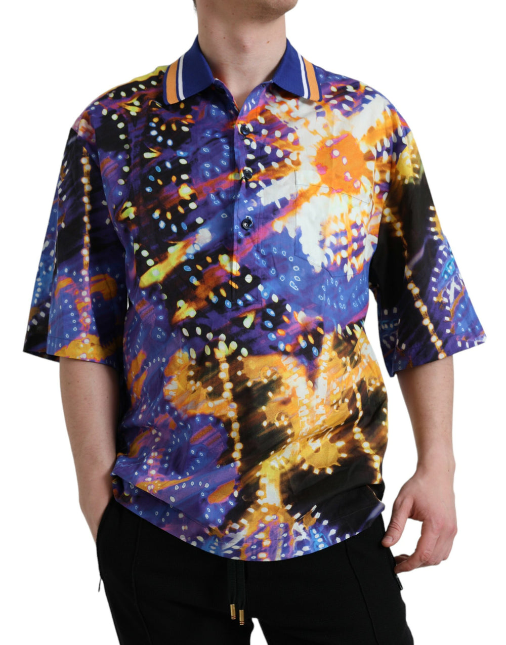 Dolce & Gabbana 100% Cotton Luminarie Print Casual Shirt in Multicolour