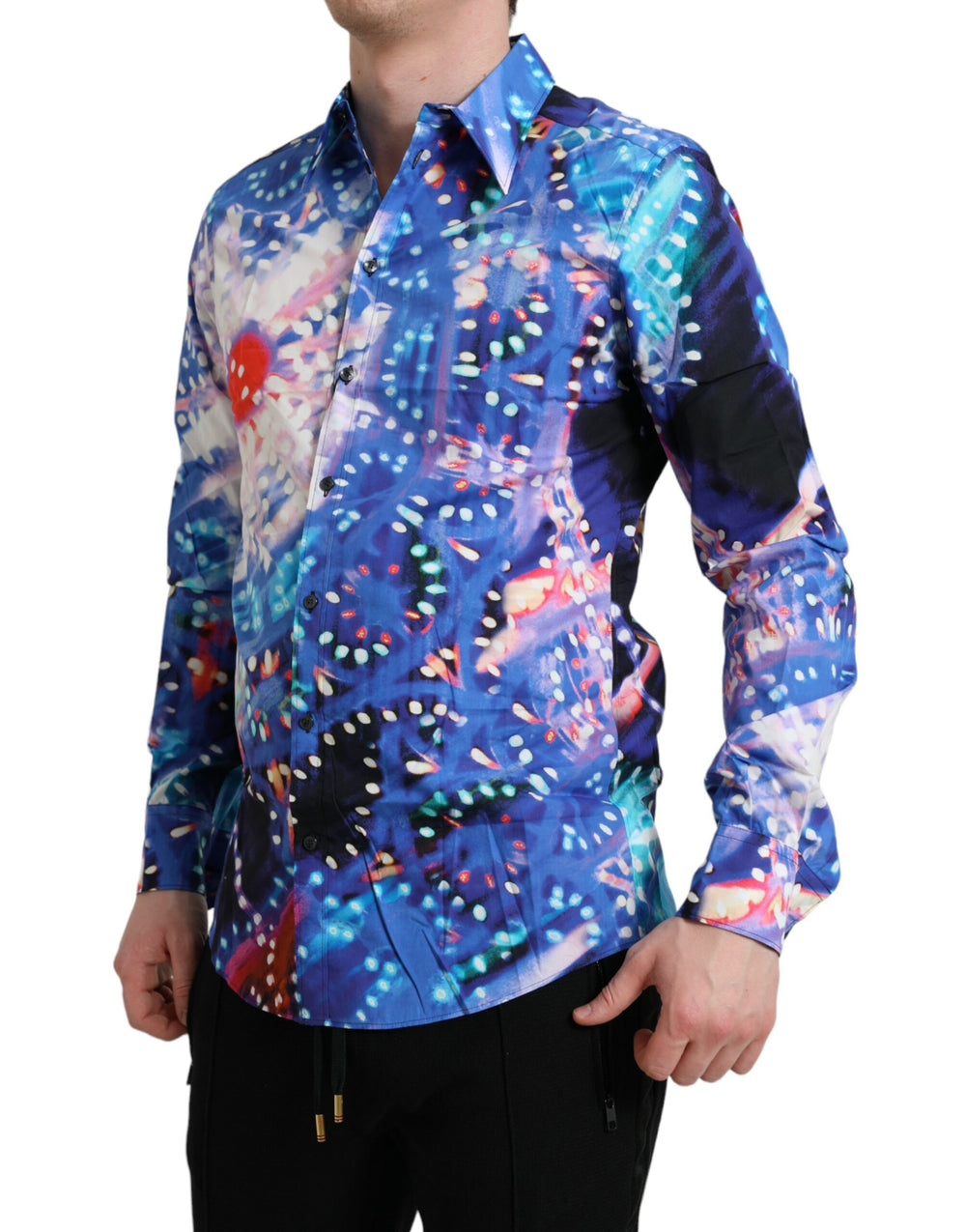 Dolce & Gabbana 100% Cotton Slim Fit Luminarie Print Shirt in Multicolor