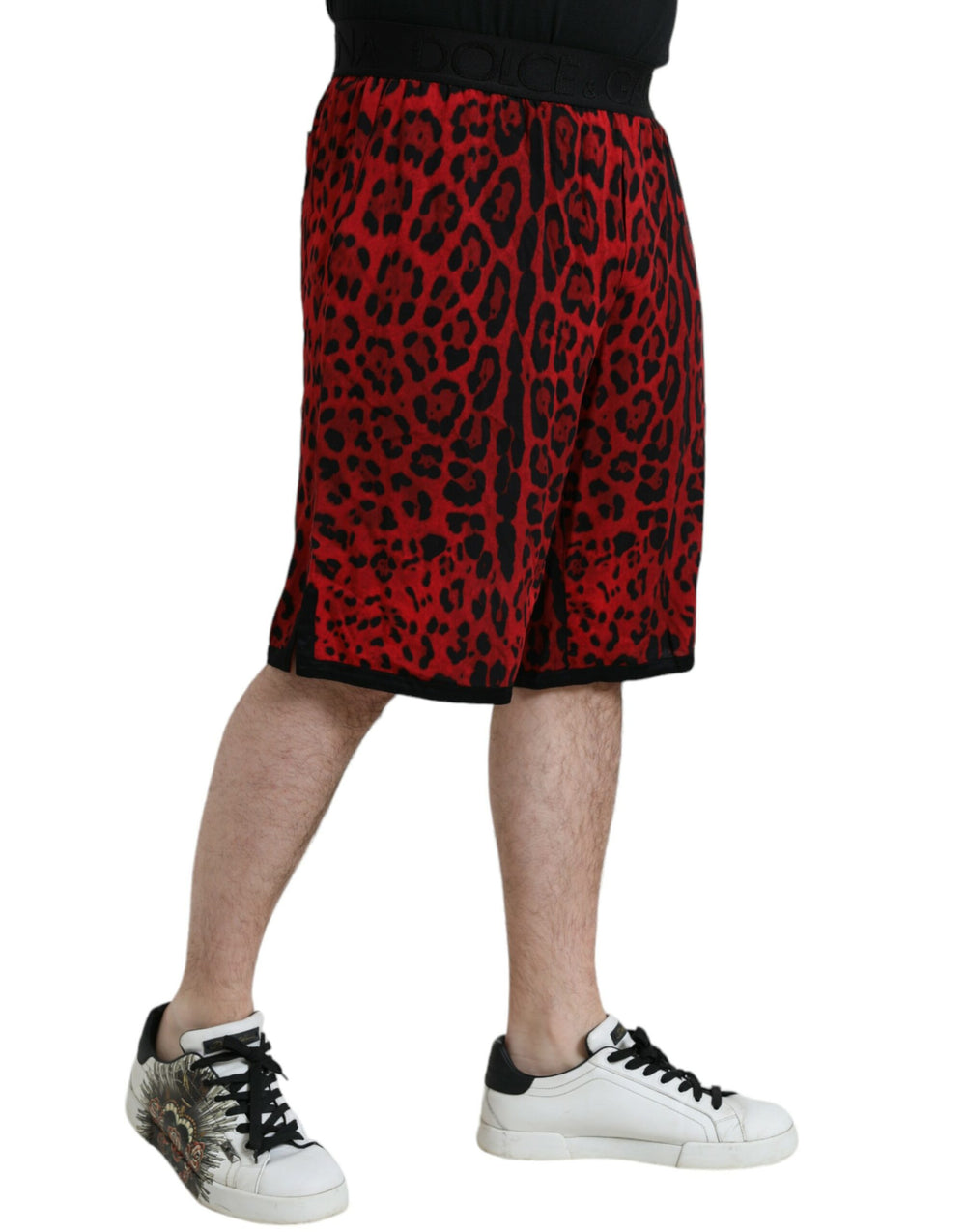 Dolce & Gabbana Viscose Bermuda Shorts in Red Leopard Print