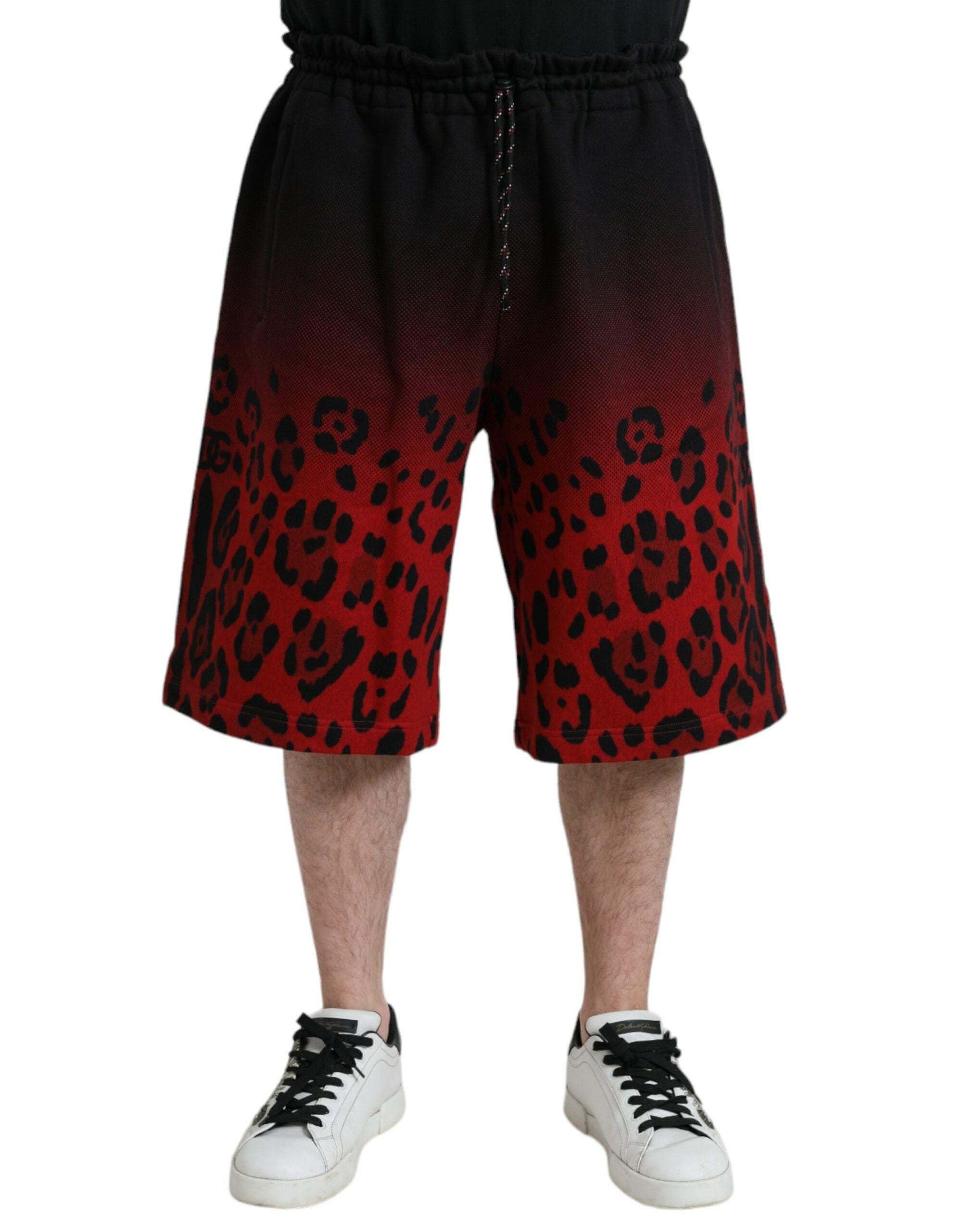 Red Leopard Print Cotton Bermuda Shorts mens luxury fashion - Mens Edit