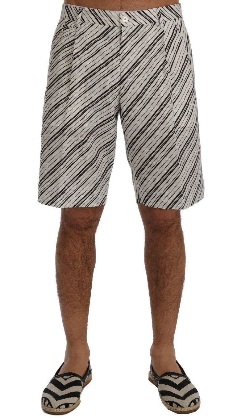 White Black Striped Casual Shorts mens luxury fashion - Mens Edit
