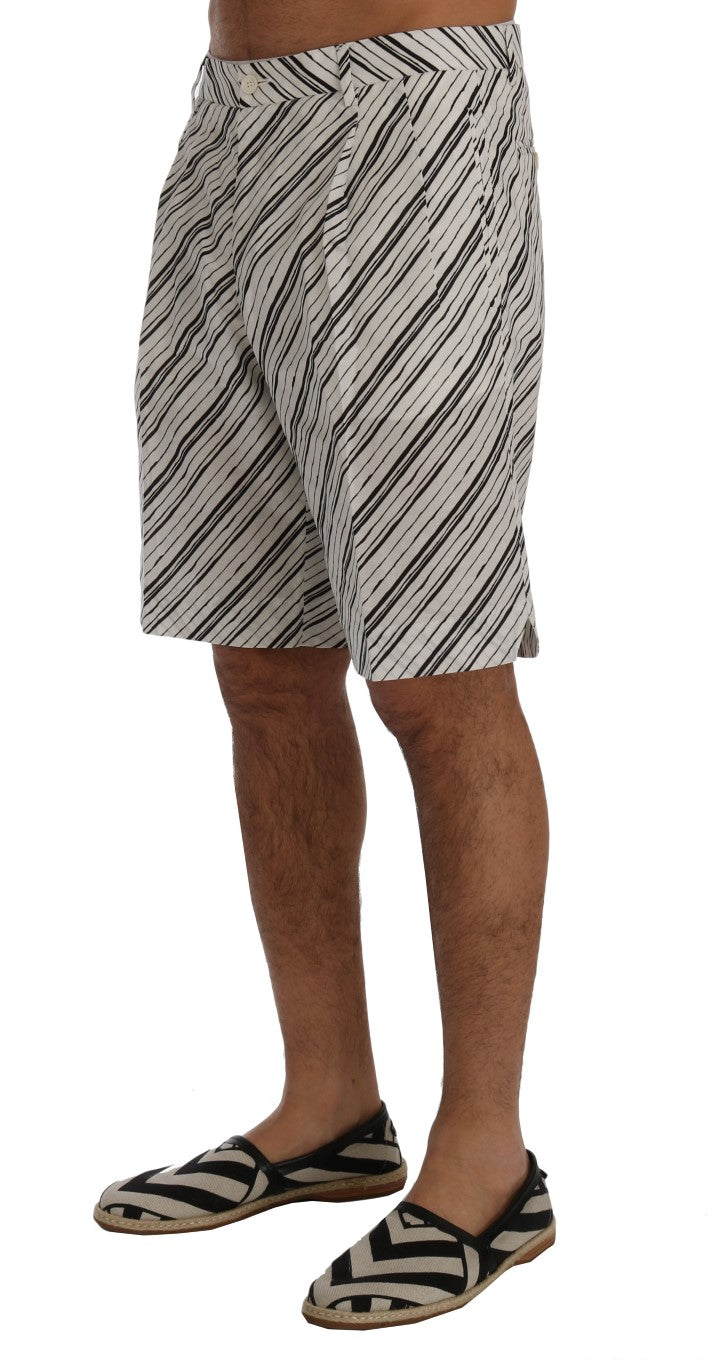 Dolce & Gabbana Shorts από Λινό και Βαμβάκι σε Ριγέ Μαύρο-Λευκό