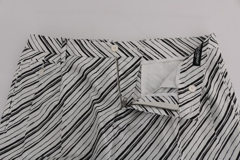 Dolce & Gabbana Linen-Cotton Shorts in Black and White Stripe