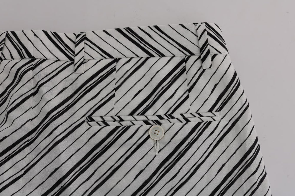 Dolce & Gabbana Linen-Cotton Shorts in Black and White Stripe