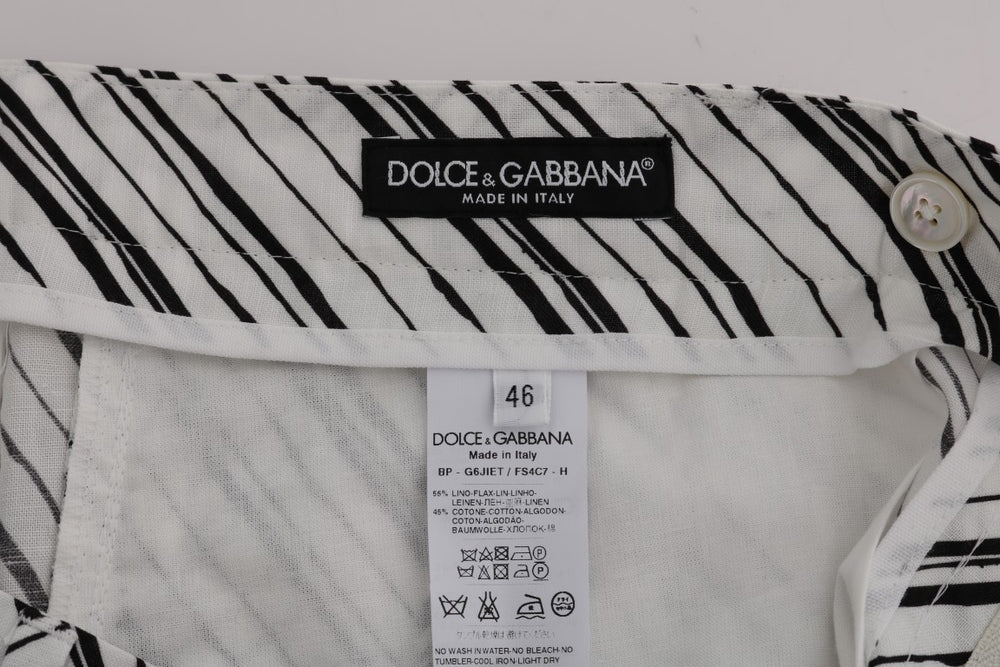 Dolce & Gabbana Linen-Cotton Shorts in Black and White Stripe