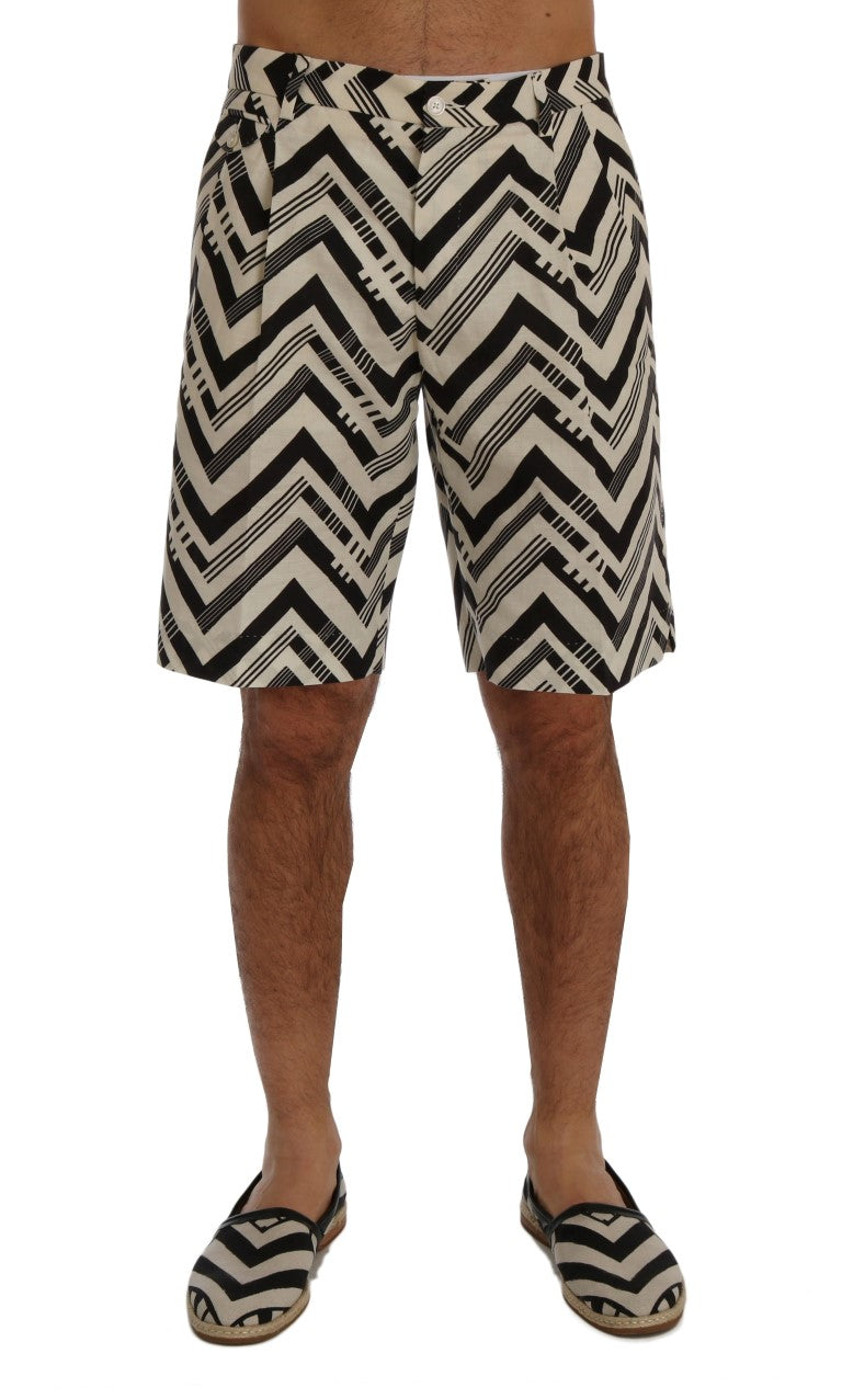 Dolce & Gabbana Shorts από Βαμβάκι και Λινό σε Ριγέ Λευκό και Μαύρο
