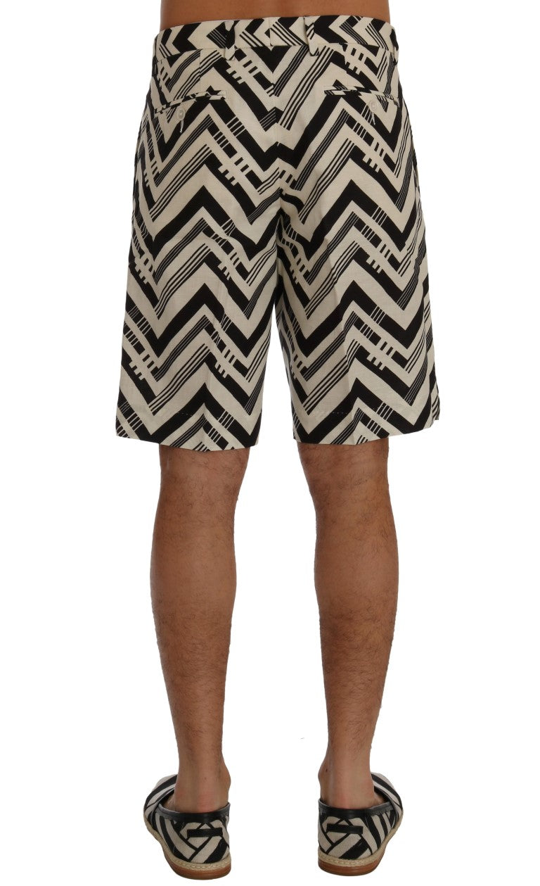 Dolce & Gabbana Cotton Linen Shorts in White and Black Stripe