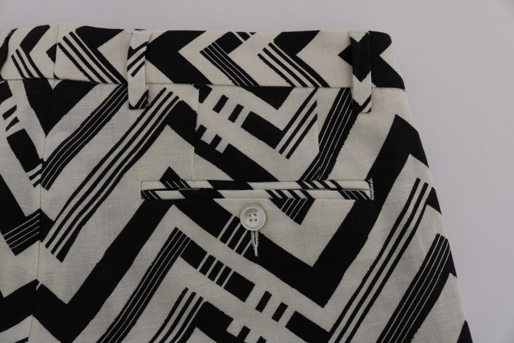 Dolce & Gabbana Cotton Linen Shorts in White and Black Stripe