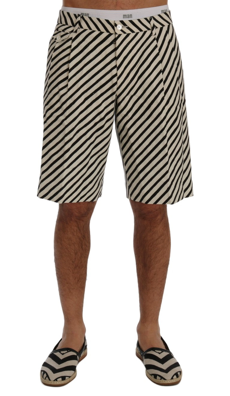 Dolce & Gabbana Hemp Shorts in White and Black Stripe