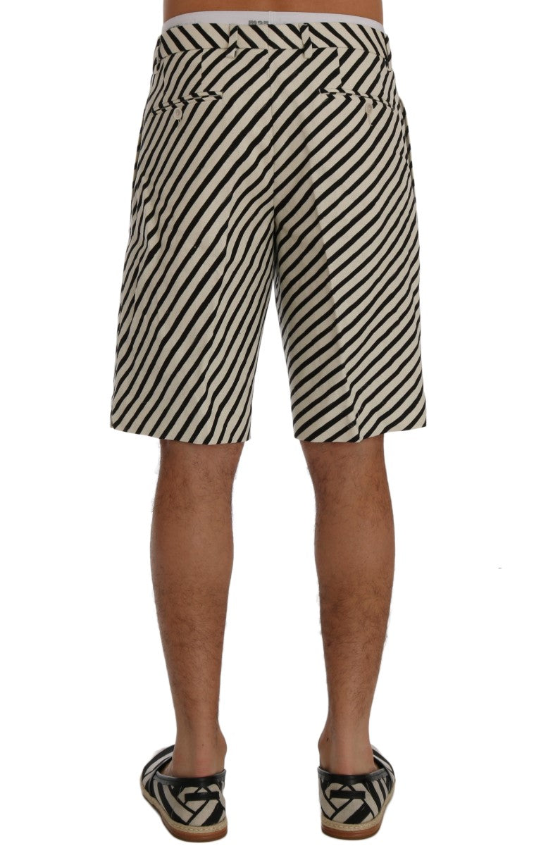 Dolce & Gabbana Hemp Shorts in White and Black Stripe