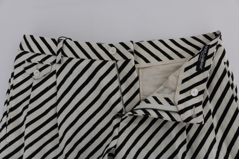 Dolce & Gabbana Hemp Shorts in White and Black Stripe