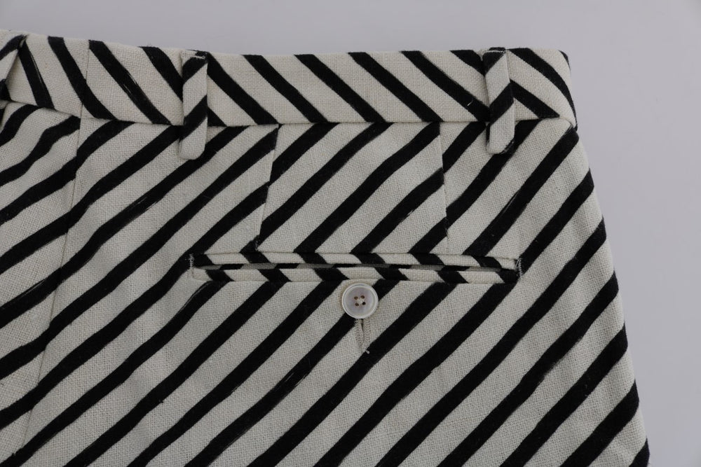 Dolce & Gabbana Hemp Shorts in White and Black Stripe
