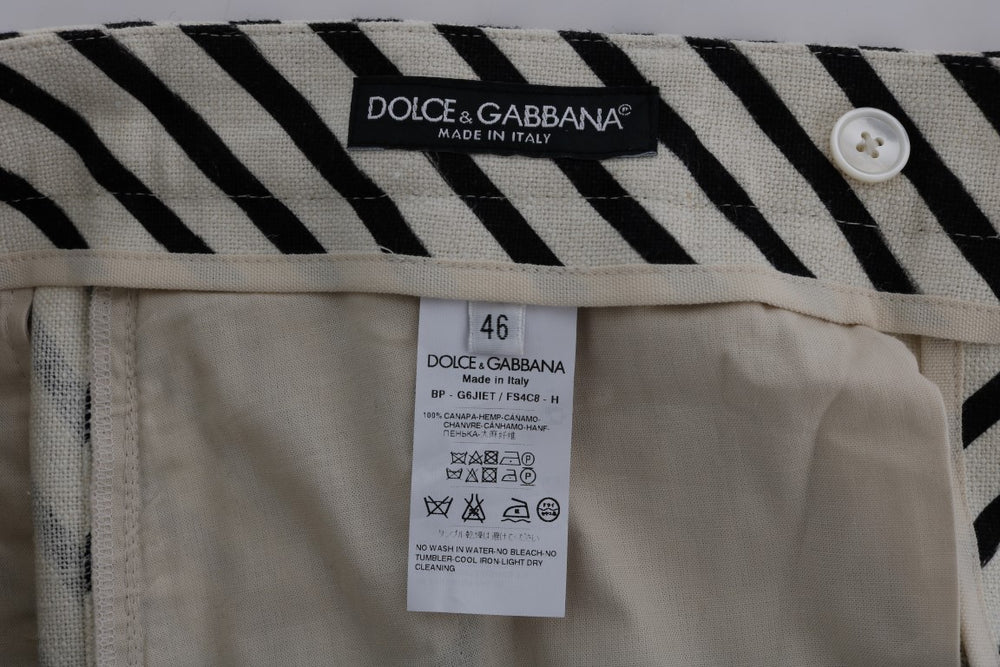 Dolce & Gabbana Hemp Shorts in White and Black Stripe