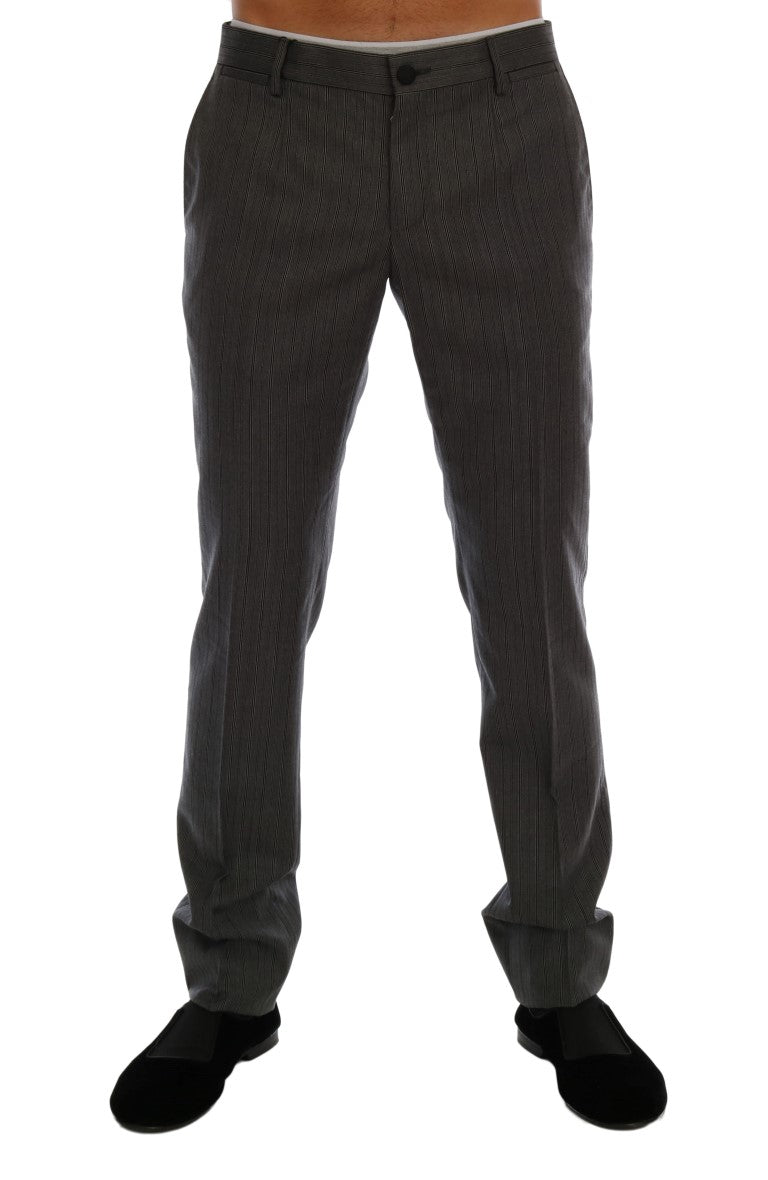 Gray Wool Striped Formal Pants mens luxury fashion - Mens Edit