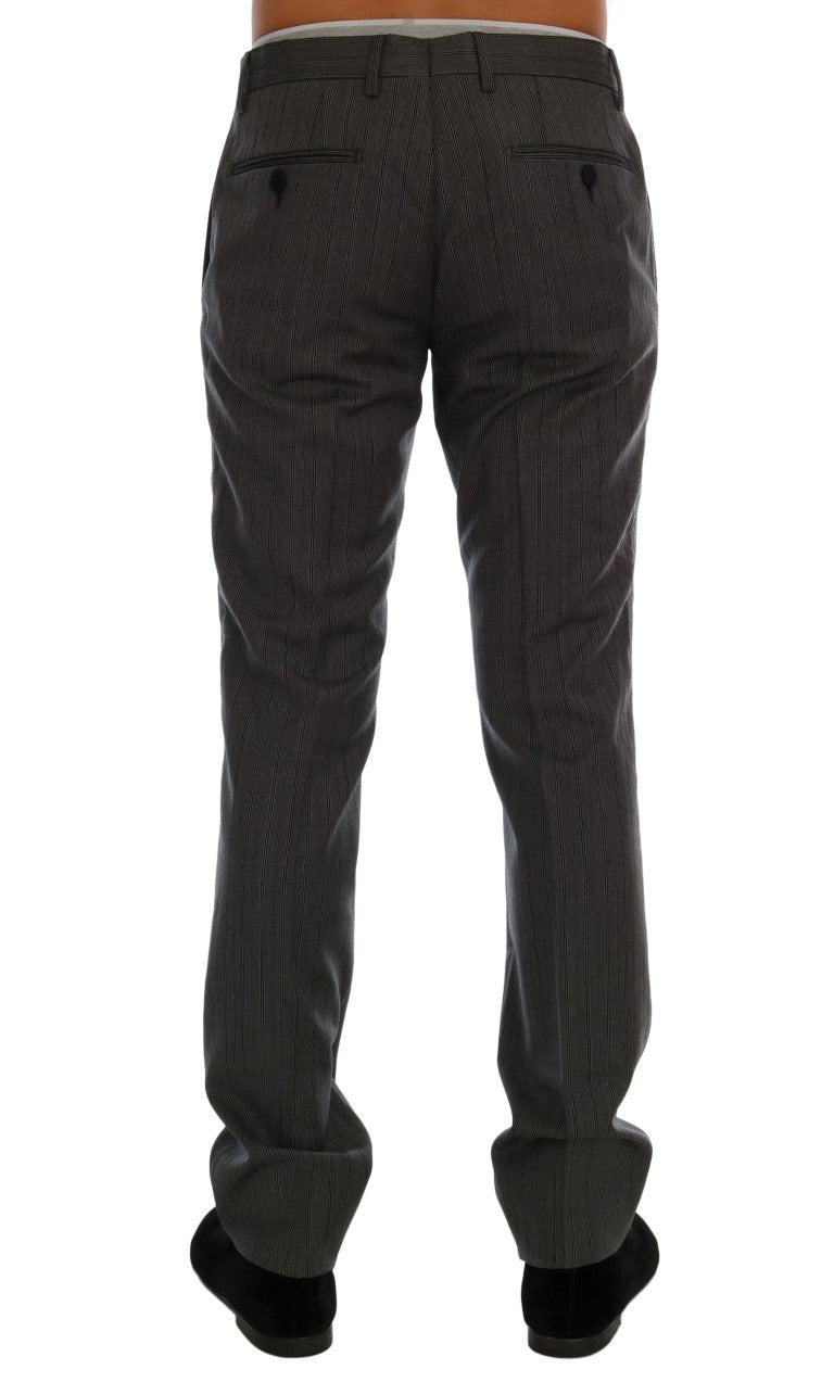 Dolce & Gabbana Wool Striped Formal Trousers in Grey