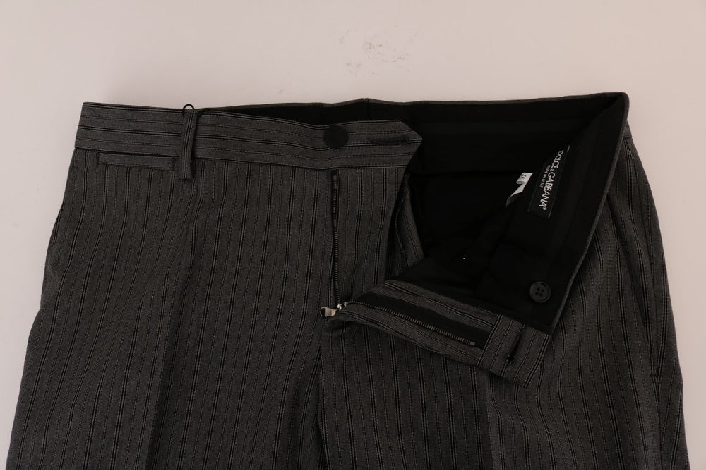 Dolce & Gabbana Wool Striped Formal Trousers in Grey