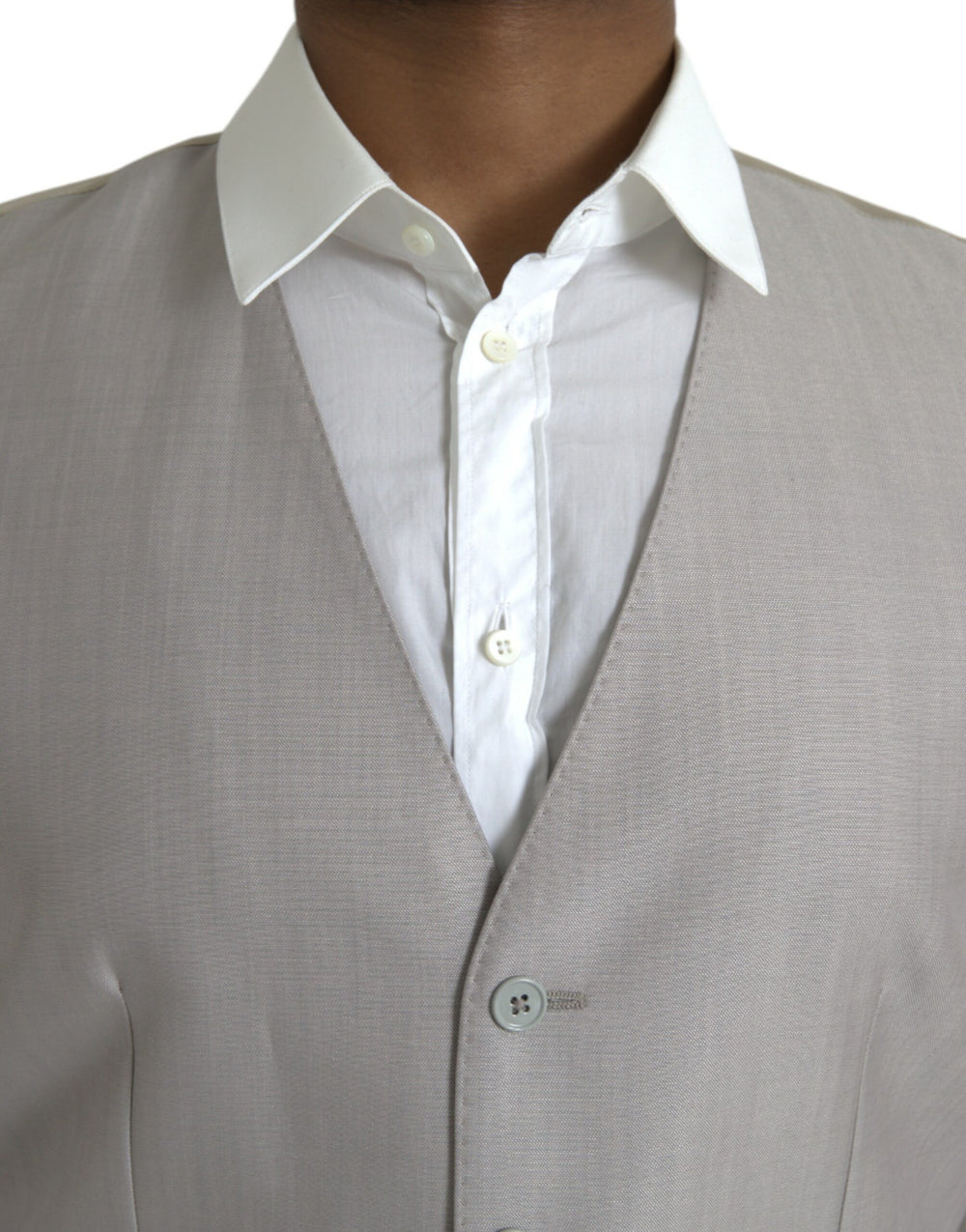 Dolce & Gabbana Virgin Wool and Silk Waistcoat in Light Grey